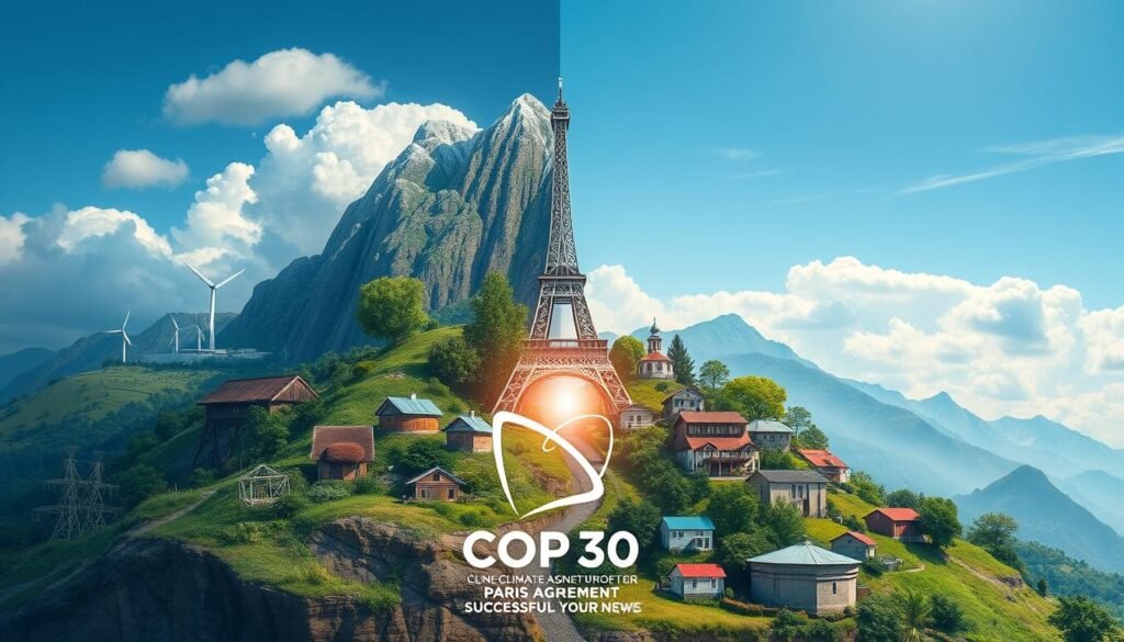 Ilustrasi masa depan aksi iklim global pasca-COP30 dengan fokus pada implementasi Perjanjian Paris Ilustrasi masa depan aksi iklim global pasca-COP30 dengan fokus pada implementasi Perjanjian Paris