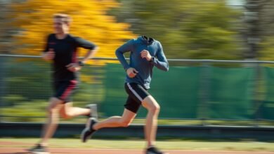 Pelari sedang berlatih dengan intensitas tinggi untuk meningkatkan tempo lari dan kapasitas VO2 max melalui latihan terarah