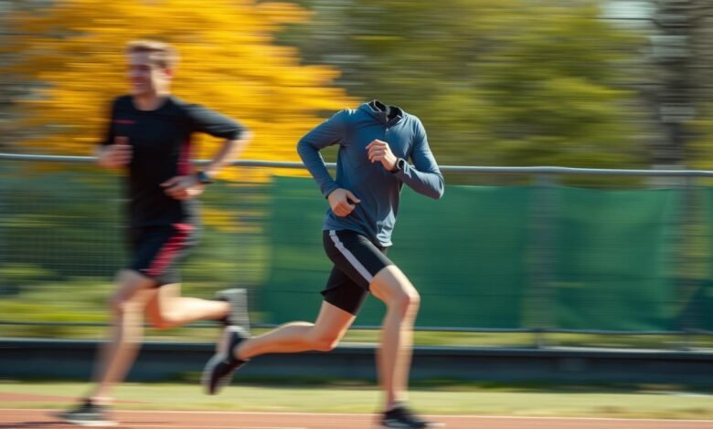 Pelari sedang berlatih dengan intensitas tinggi untuk meningkatkan tempo lari dan kapasitas VO2 max melalui latihan terarah