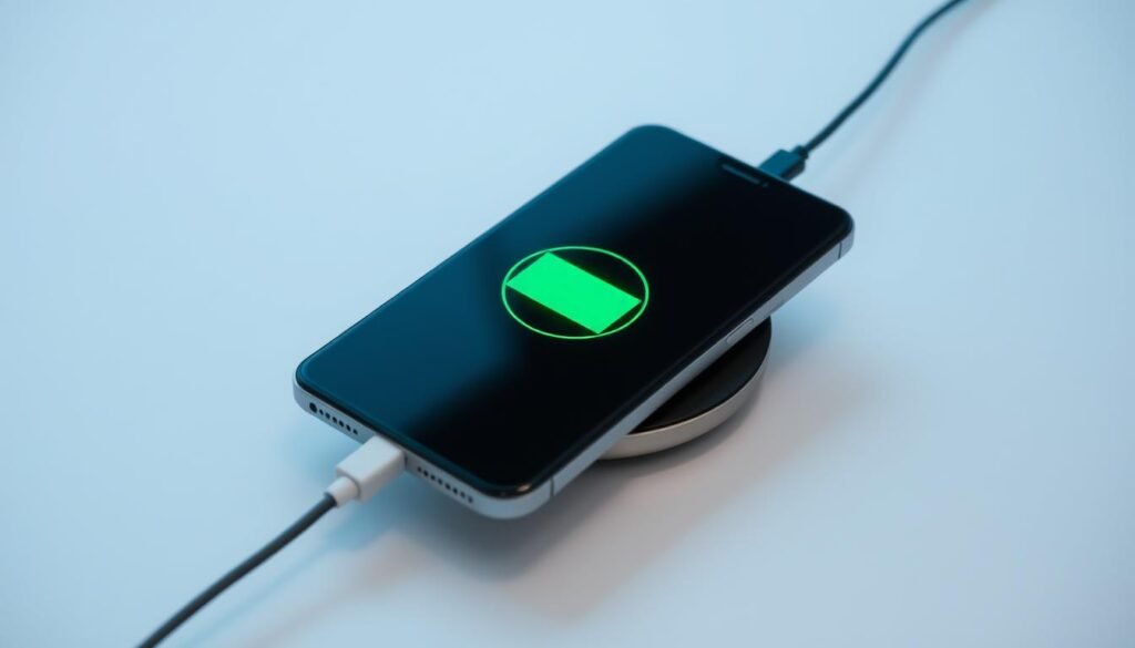 Gambar perangkat Android dengan layar tetap menyala saat dicas