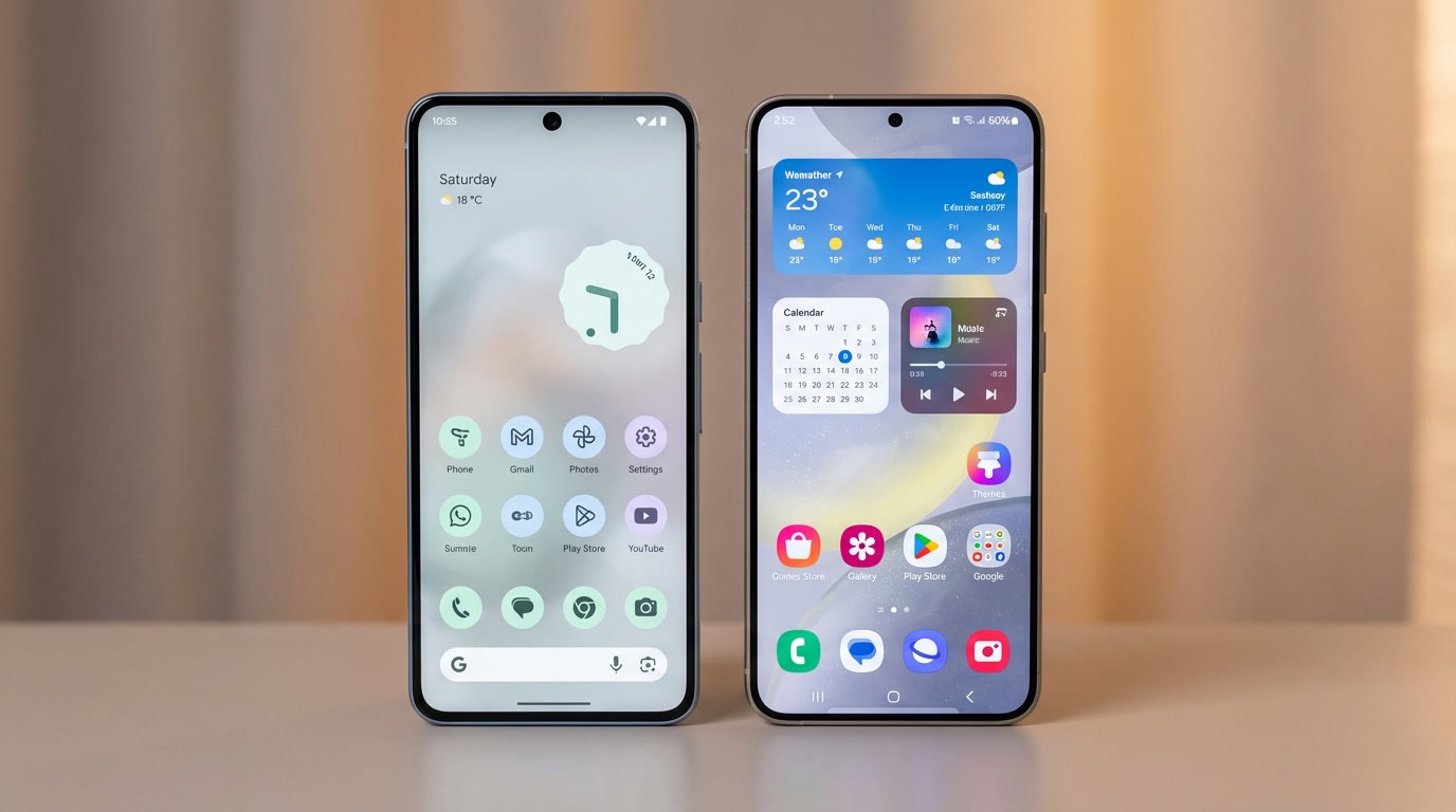 Pixel UI minimalis vs One UI feature